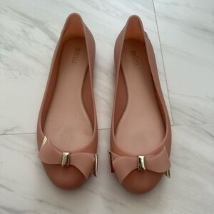 Blush ballet flats by MELISSA with gold bow Women